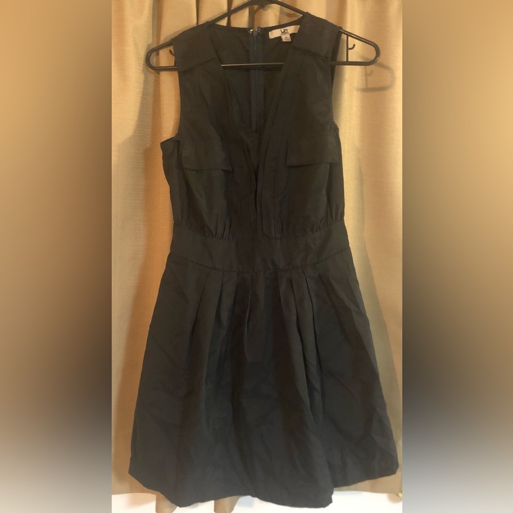 Navy Blue Sleeveless Faux Suede Dress